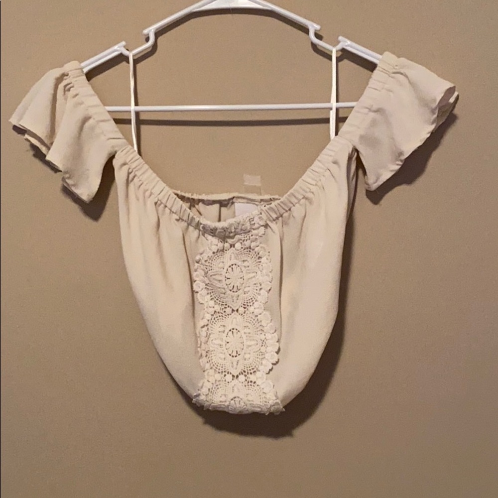 Strapless off white crop top